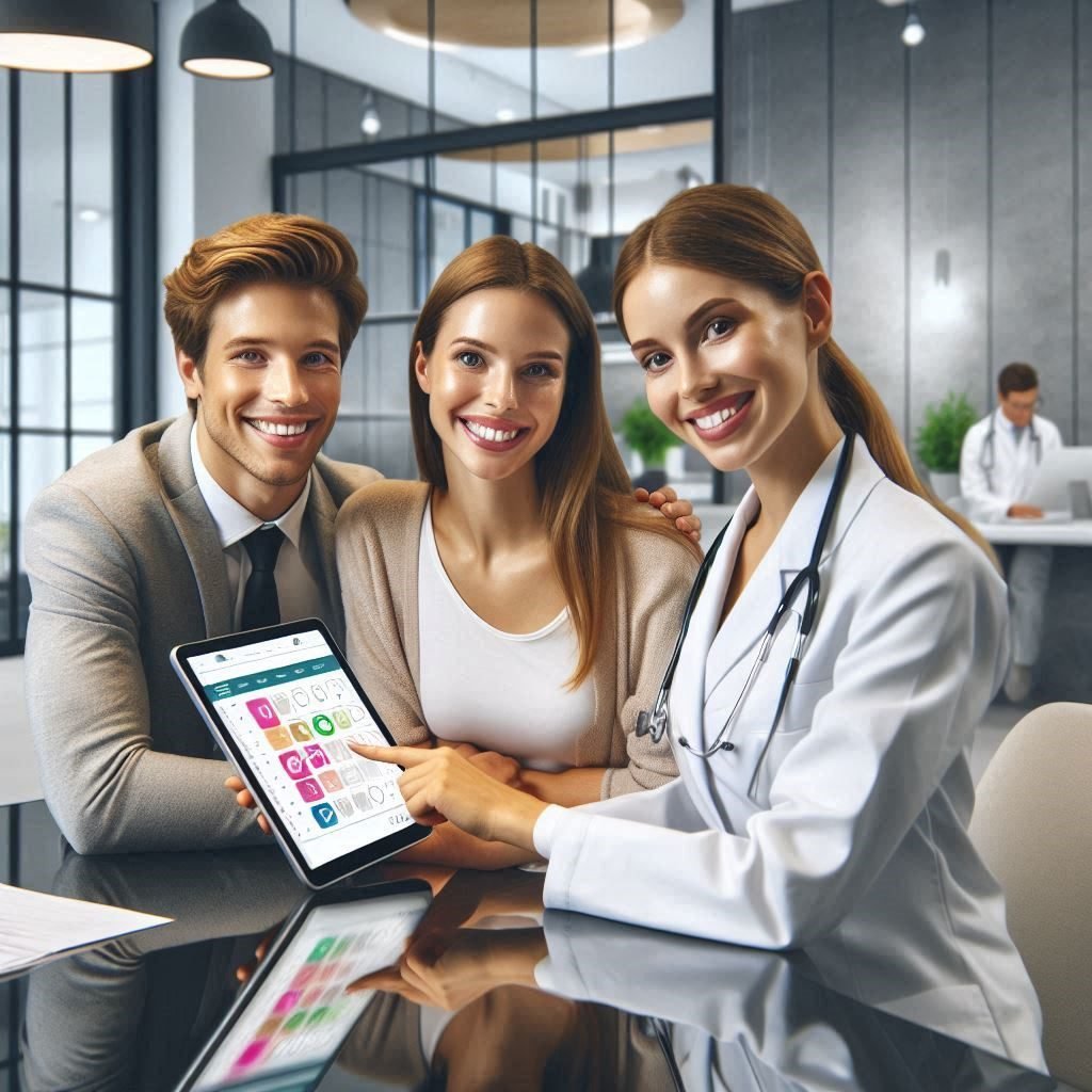 Doctor explaining safe family planning methods to a couple