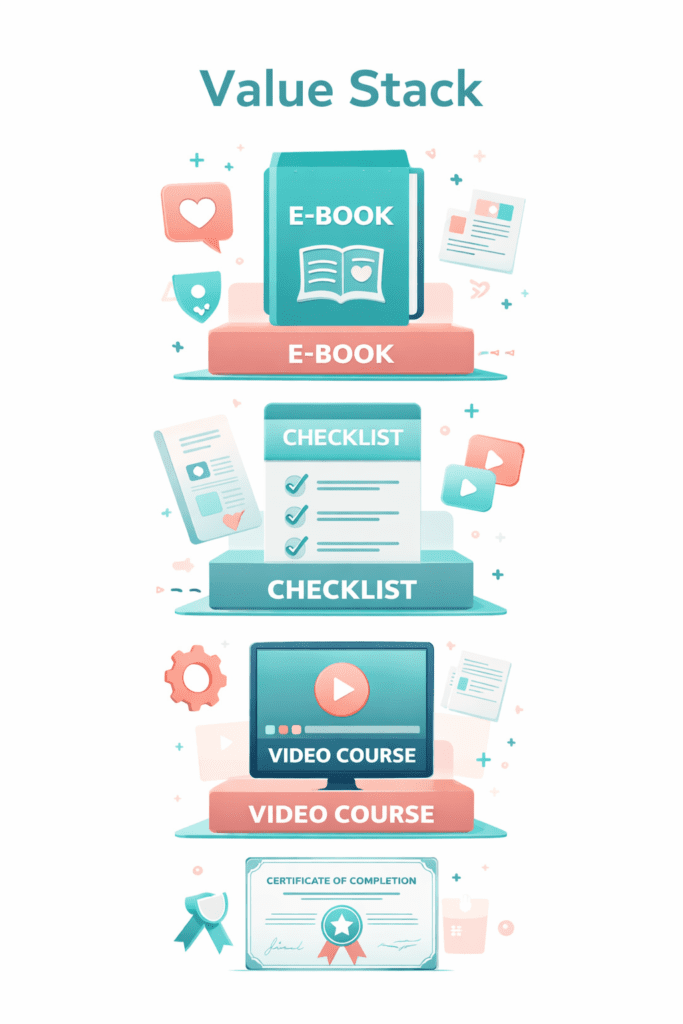 Visual breakdown of a profitable safe sex education digital bundle.