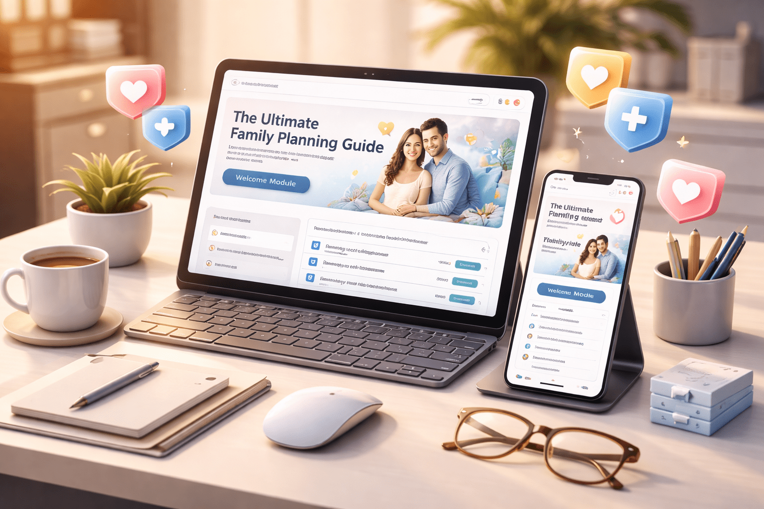 A professional 3D setup for selling profitable safe sex education digital bundles.