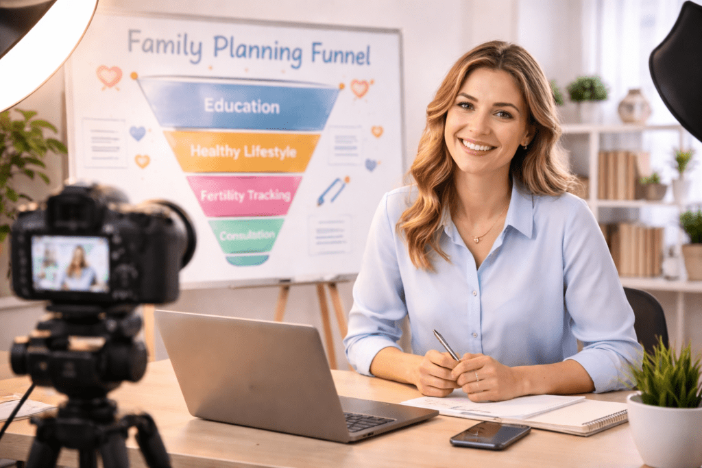 Health educator creating content for a digital product selling platform.