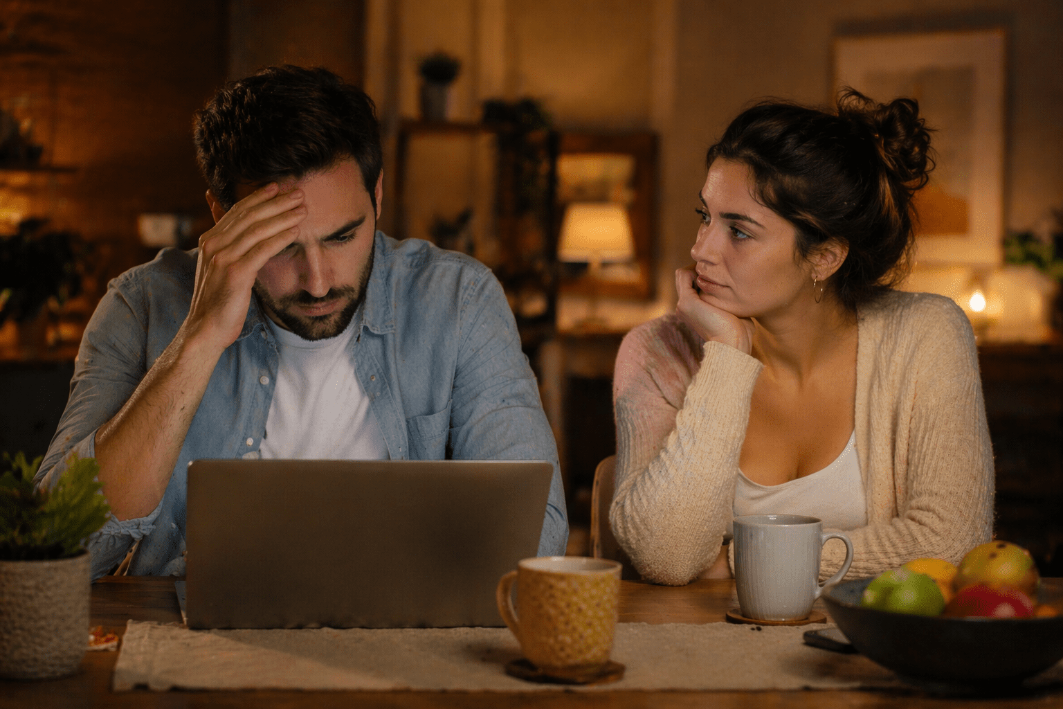 A couple struggling with the balance between Work Stress and Sex Life.